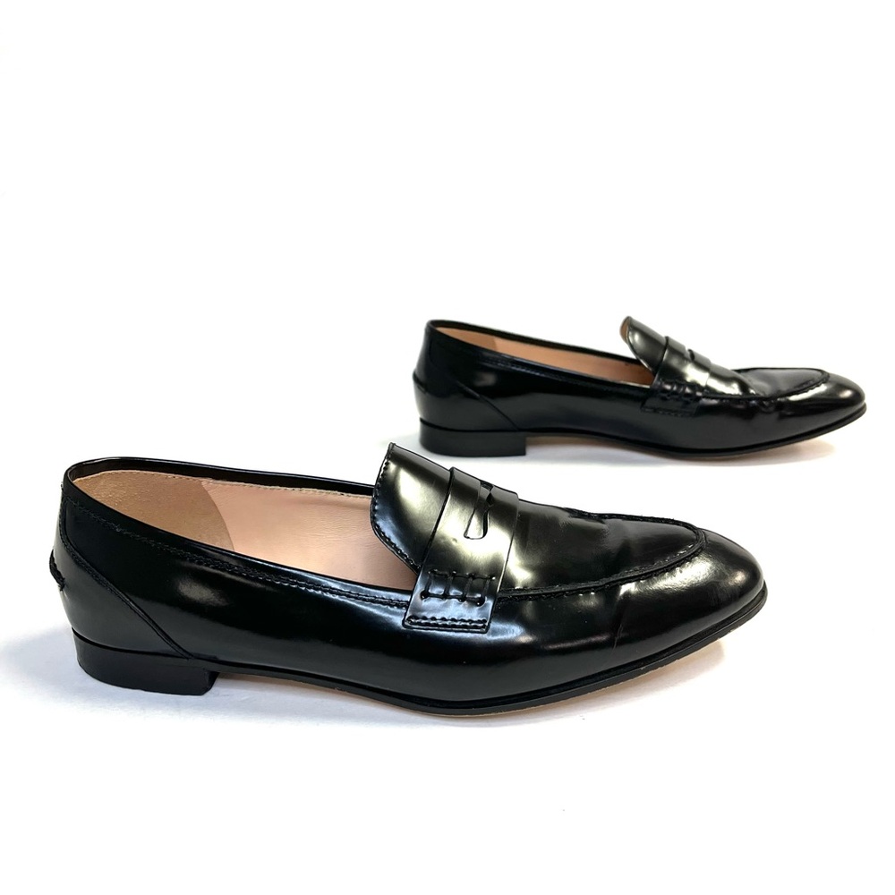 J. Crew Academy Black Leather Penny Loafers Size 8.5